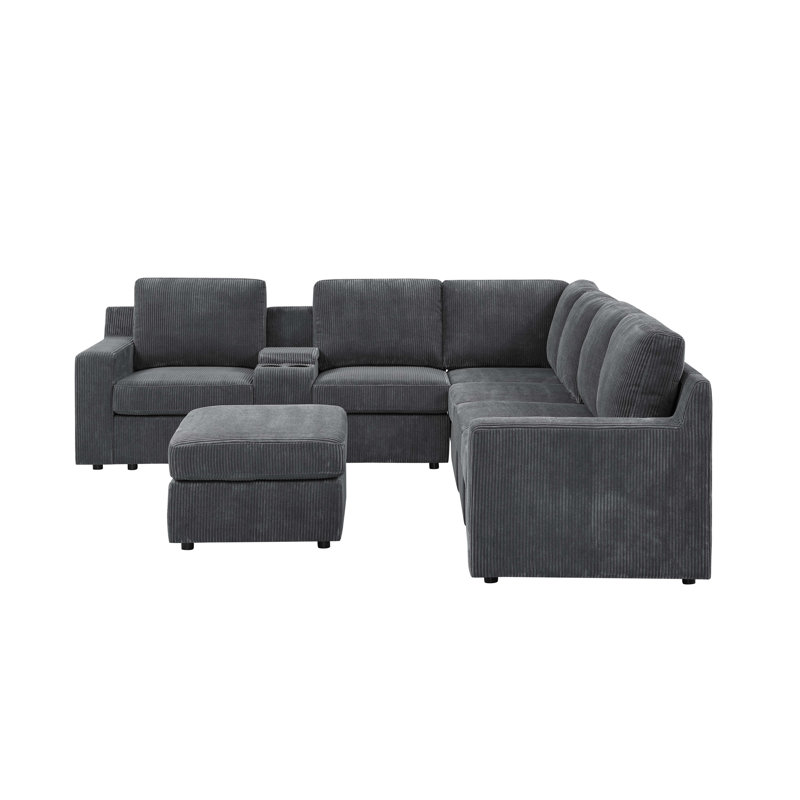 Canapé modulaire Limesvilles, Velours côtelé gris foncé