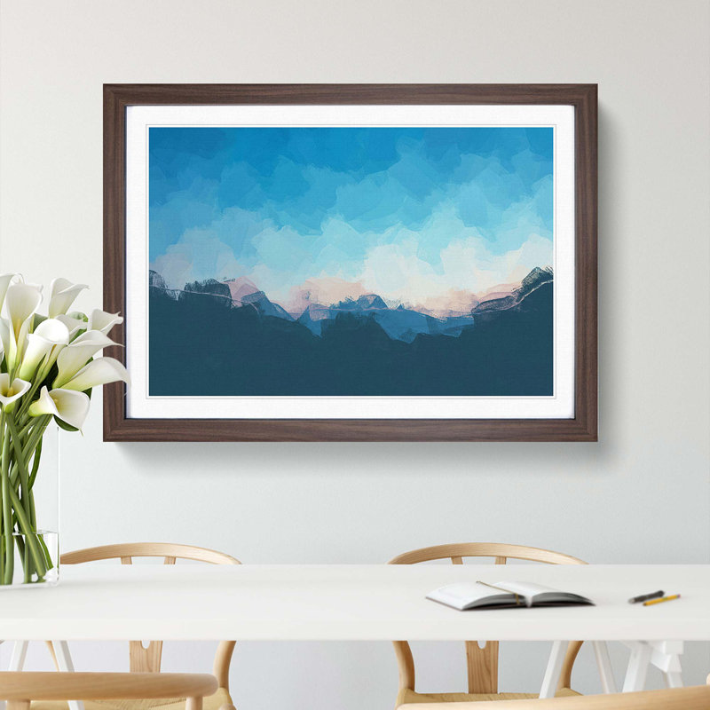 Over the Mountains in Abstract - Picture Frame Graphic Art Print, Walnut Framed, 27cm H x 36cm W x 2cm D