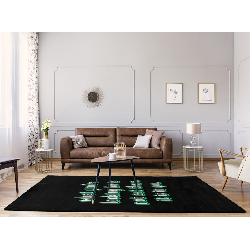 Tapis en chenille de polyester style citations, Rectangle 5 pi x 7 pi