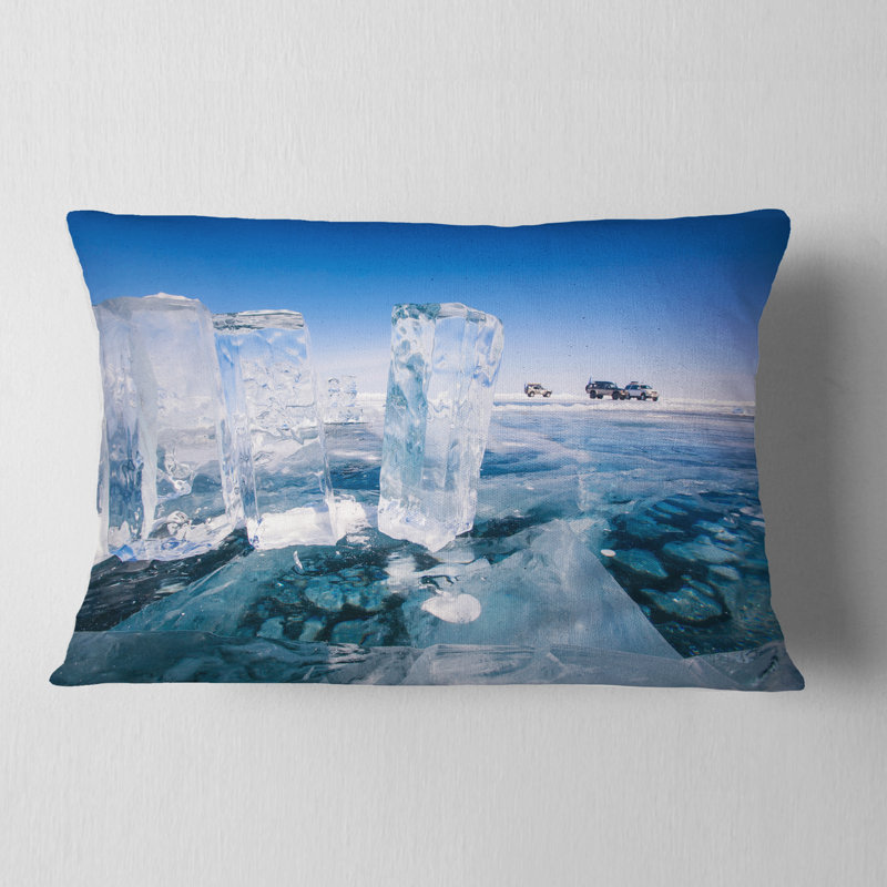 Coussin lombaire à imprimé paysage et glace