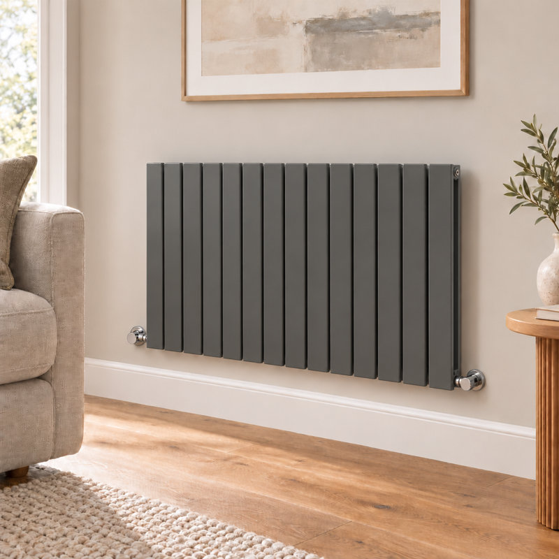 Horizontal Flat Panel Radiators, 60cm H x 27.2cm W x 5.8cm D, Grey