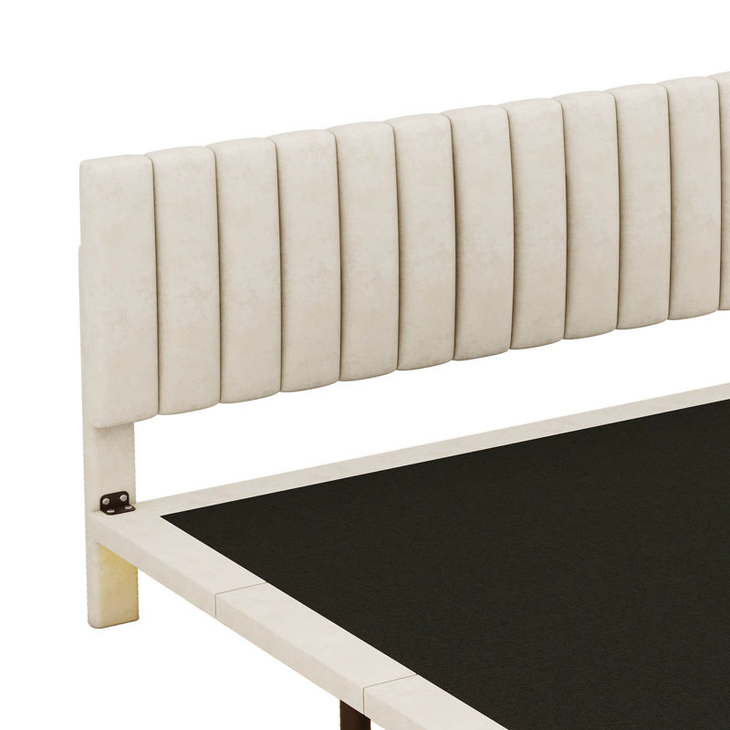 Lit tapissier Bukurosh, Beige
