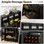  Armoire à vin moderne avec lumières à DEL, bar à café avec supports à vin et porte-verre, station de charge