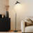 Swoop 69 in. Modern LED Adjustable Floor Lamp with Black Metal Bowl Shade and Gold Accent, Bulb Included
