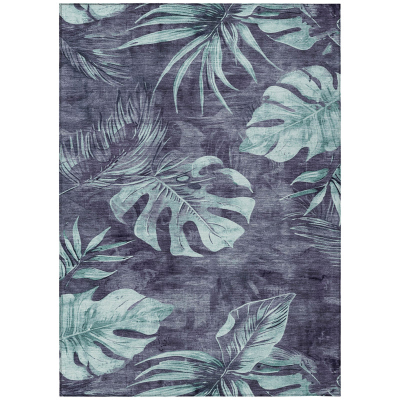 Machine Washable Indoor/Outdoor Xhevrie Blue Rug, Runner 2'3" x 7'6"