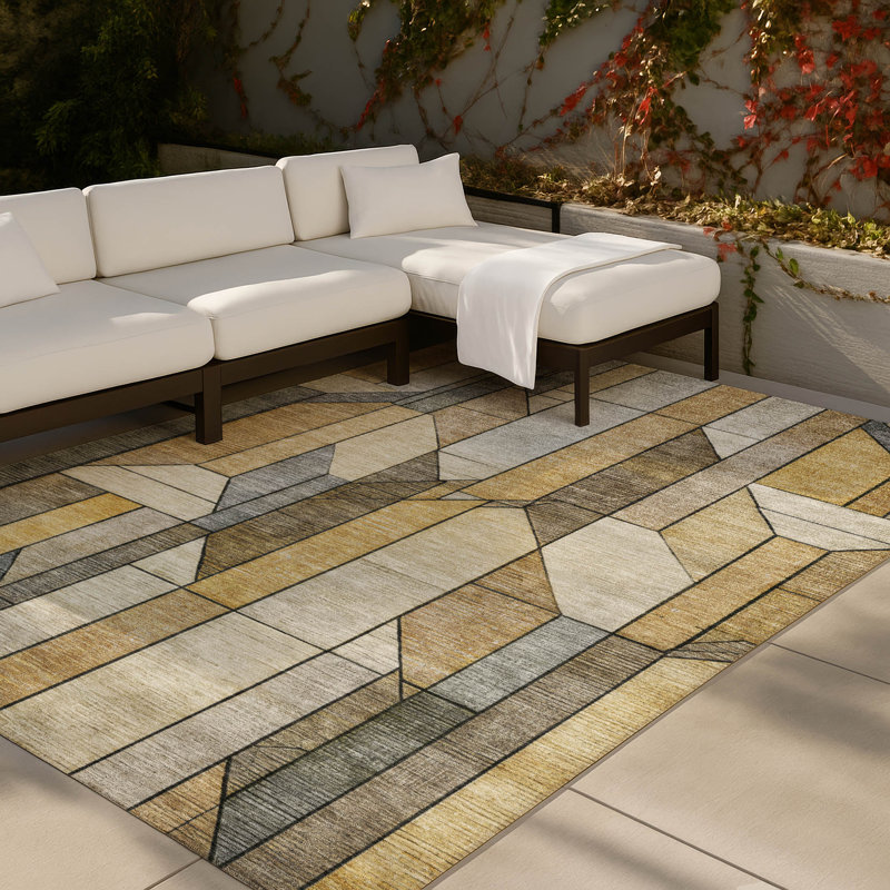 Machine Washable Indoor/Outdoor Chantille ACN2867 Modern Rug, 10' x 14', Brown