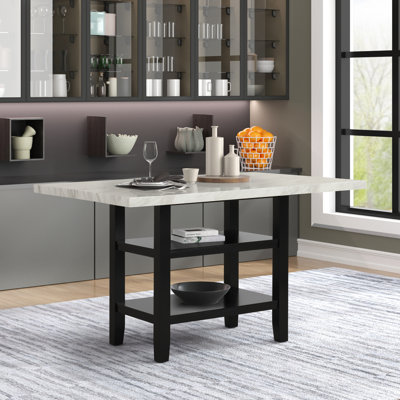 Meuble en bois 1 pièce moderne et élégant avec comptoir en faux marbre et base noire