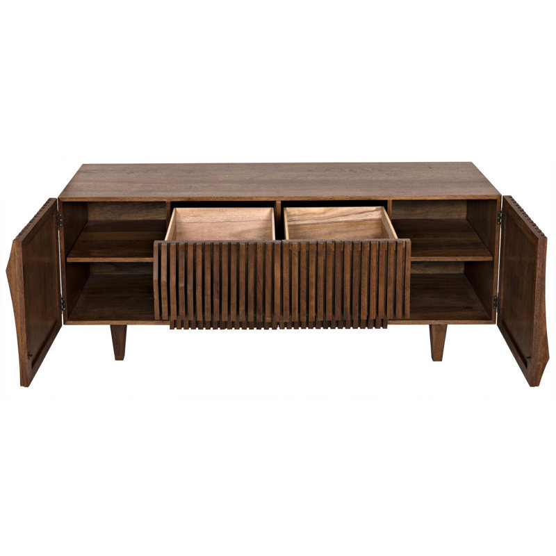 Jin-Ho Elegance 78'' Dark Walnut Solid Wood Sideboard
