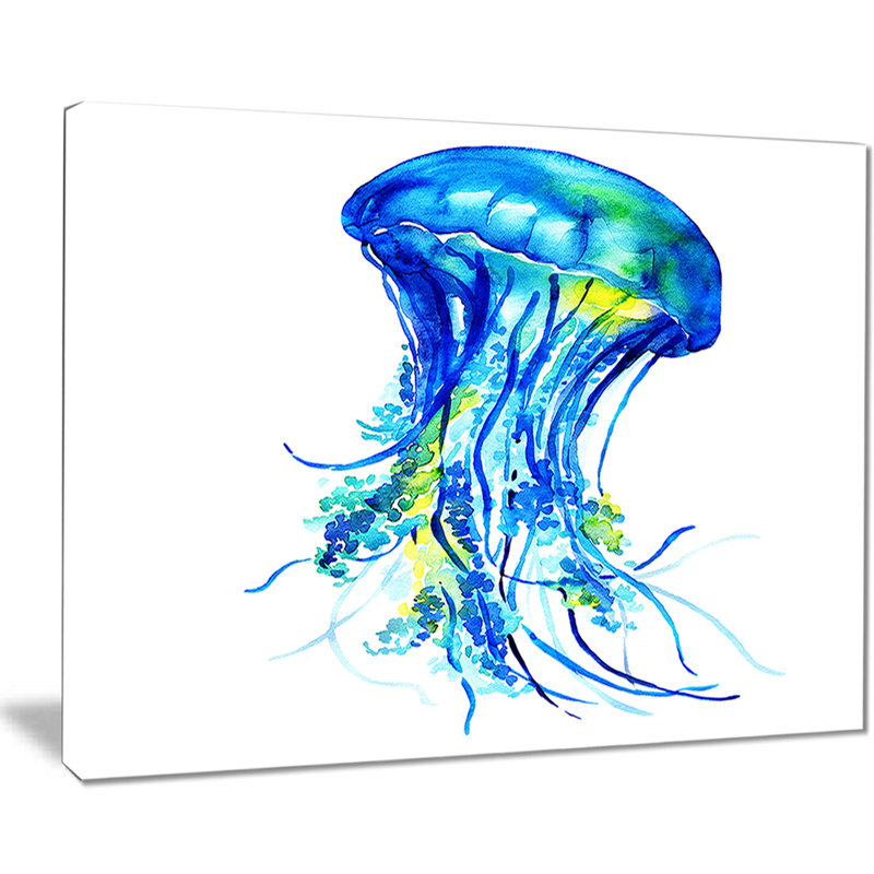 Impression sur toile tendue, "Ocean Water Jellyfish", H 20 po x l 20 po x P 1 po