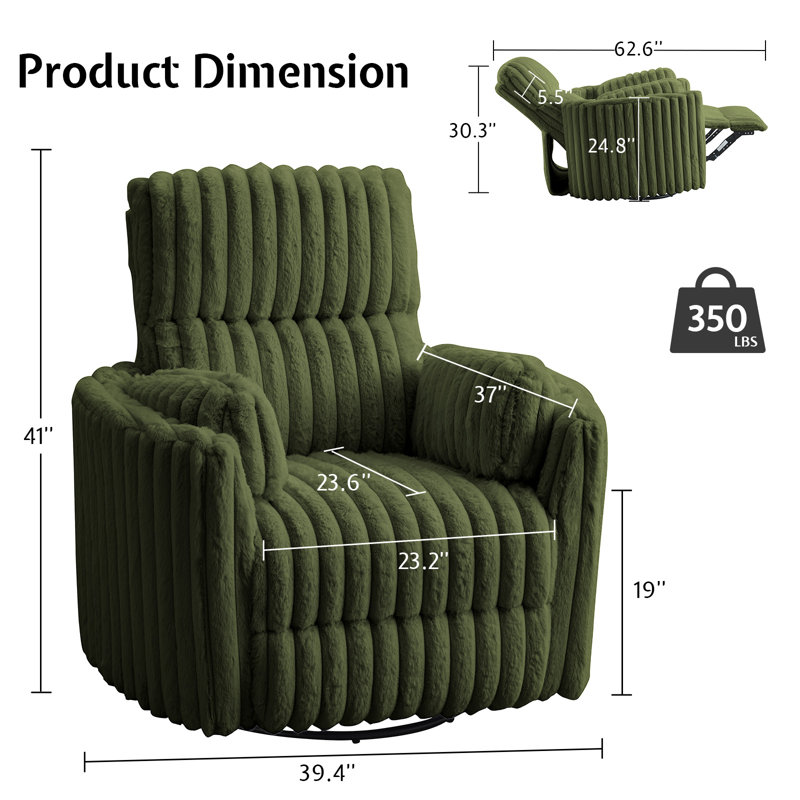 Fauteuil inclinable électrique à bascule, Imitation fourrure verte