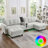 Modern Sectional Sofa with Multi-Functional Console and Bluetooth Speakers-402365650
