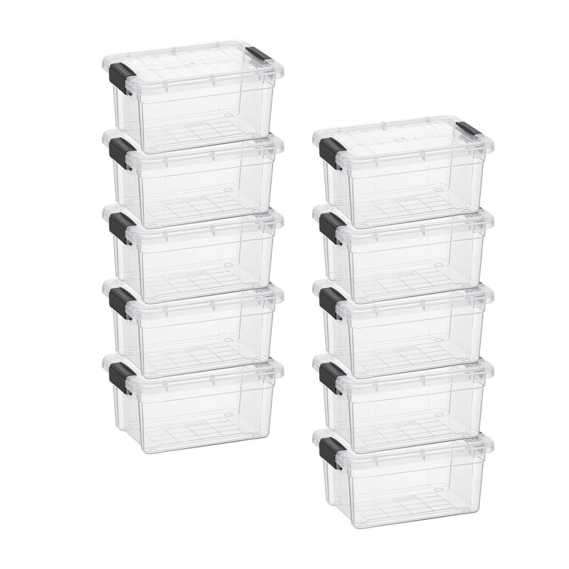  3.4 Qt. Clear Mini Storage Bin with Lid, Plastic Organizing Storage Box for Home, 10 Pack, 3.4 Qt.