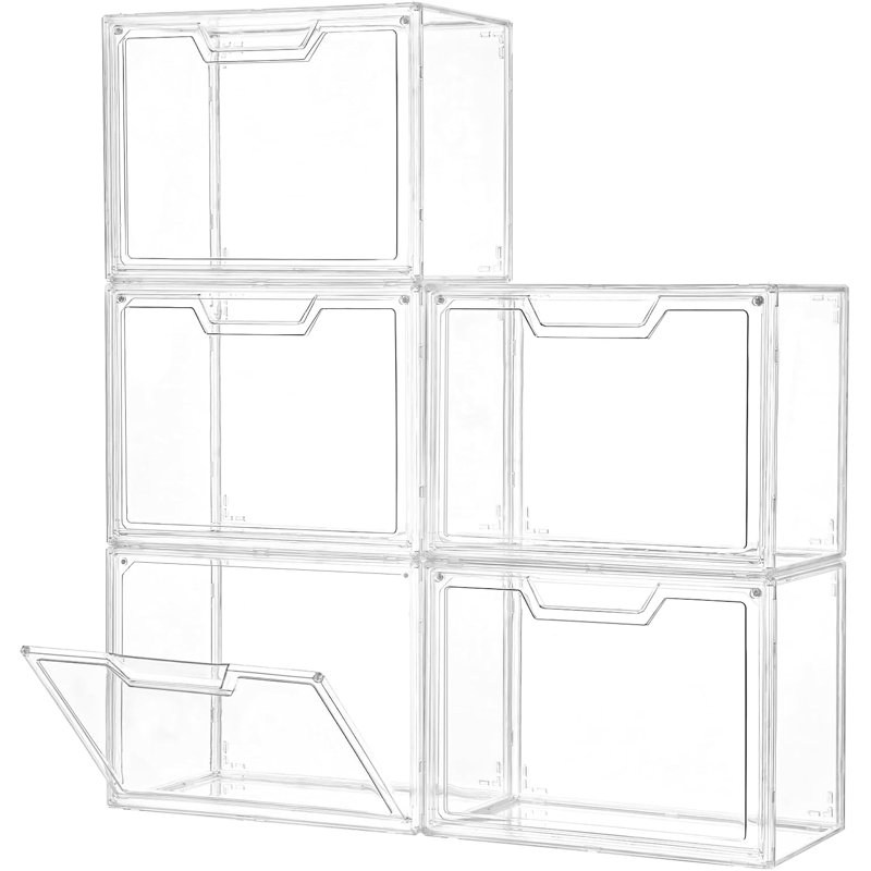 Stackable Clear Acrylic Display Case with Magnetic Doors – 14.2"×8.7"×10.6" Collectible & Handbag Storage Bin