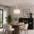 4 - Light Whitewashed Drum Chandelier with Palm Leaf Detailing and Fabric Shade
