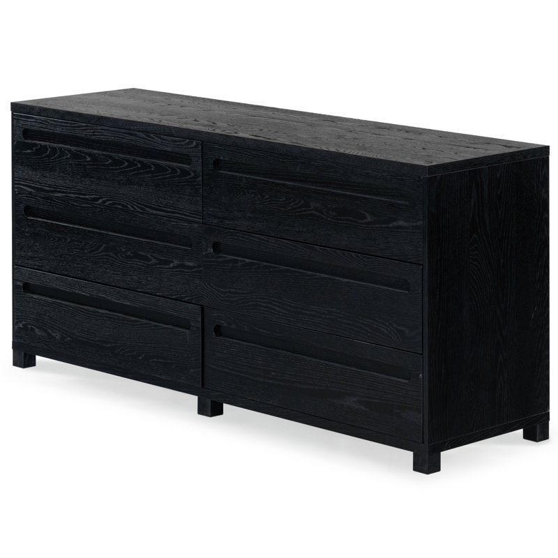 Lesheka 6 Drawer Wood Dresser, Black