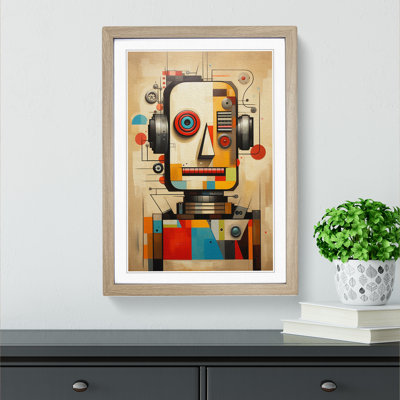 Robot Geometric - Single Picture Frame Print on Wood