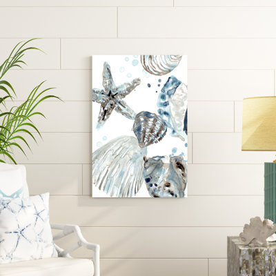 " Cerulean Seashells II " by June Erica Vess Painting Print