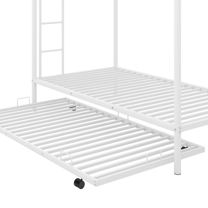 Lit simple superposé au dessus d'un lit simple avec lit gigogne, blanc, Blanc