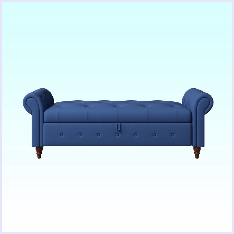 Xamiera Upholstered Storage Bench, Navy Blue