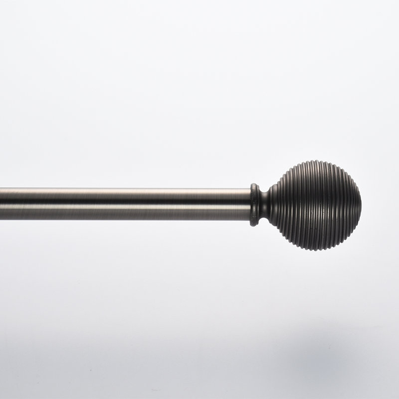 Adjustable 0.75" Single Curtain Rod, 36" - 66", Brushed Nickel