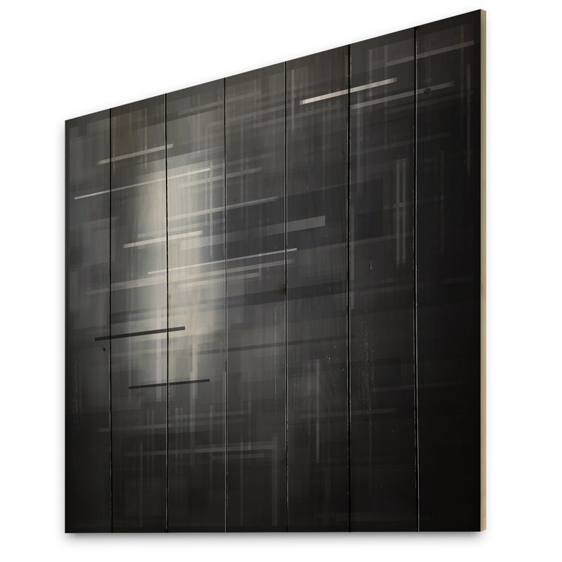 Composition abstraite blanche et grise - impression d'art mural en bois moderne, H 16 po x l 16 po x P 1 po