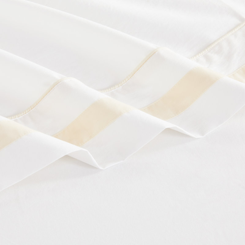 Classic Double Border Sheet Set, Twin Sheet Set with 1  Pillowcase, Ivory