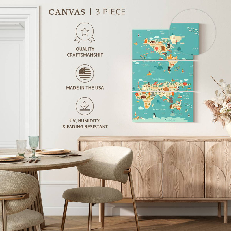 Carte du Continent des animaux Aliaz, H 50 po x l 32 po