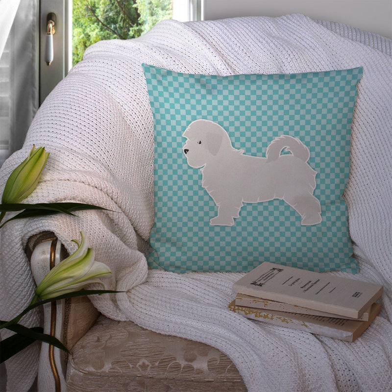 Coussin décoratif intérieur/extérieur maltais, H 14 po x l 14 po x P 3 po, Bleu
