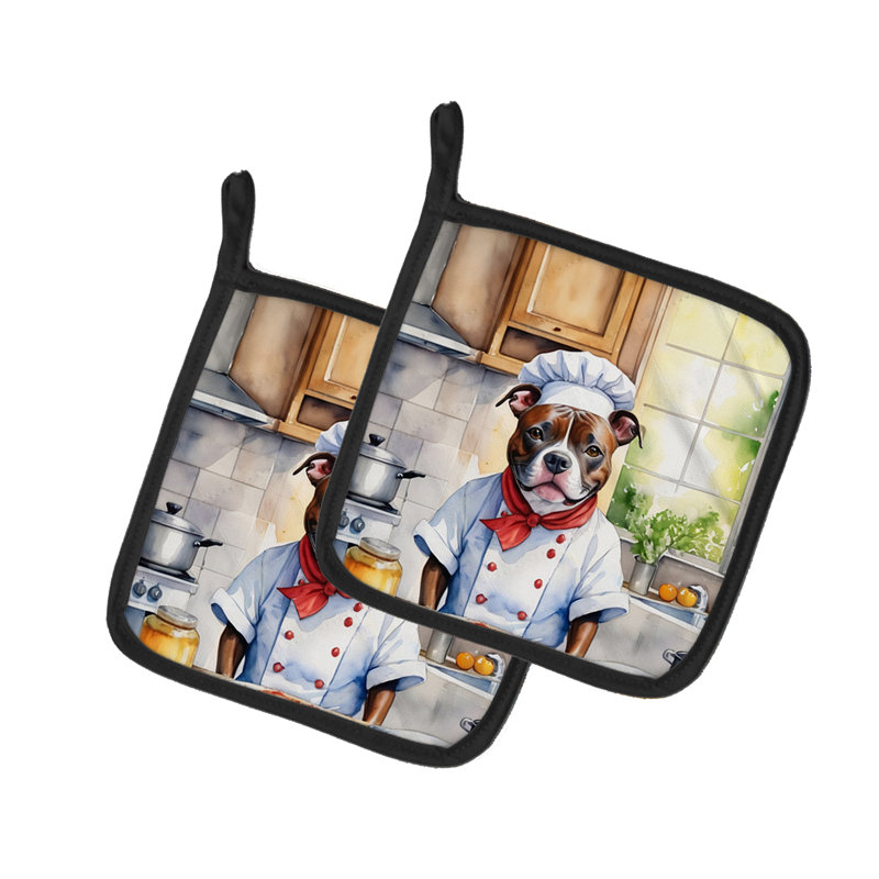 Caroline's Treasures The Dog Chef Polyester Potholder Set