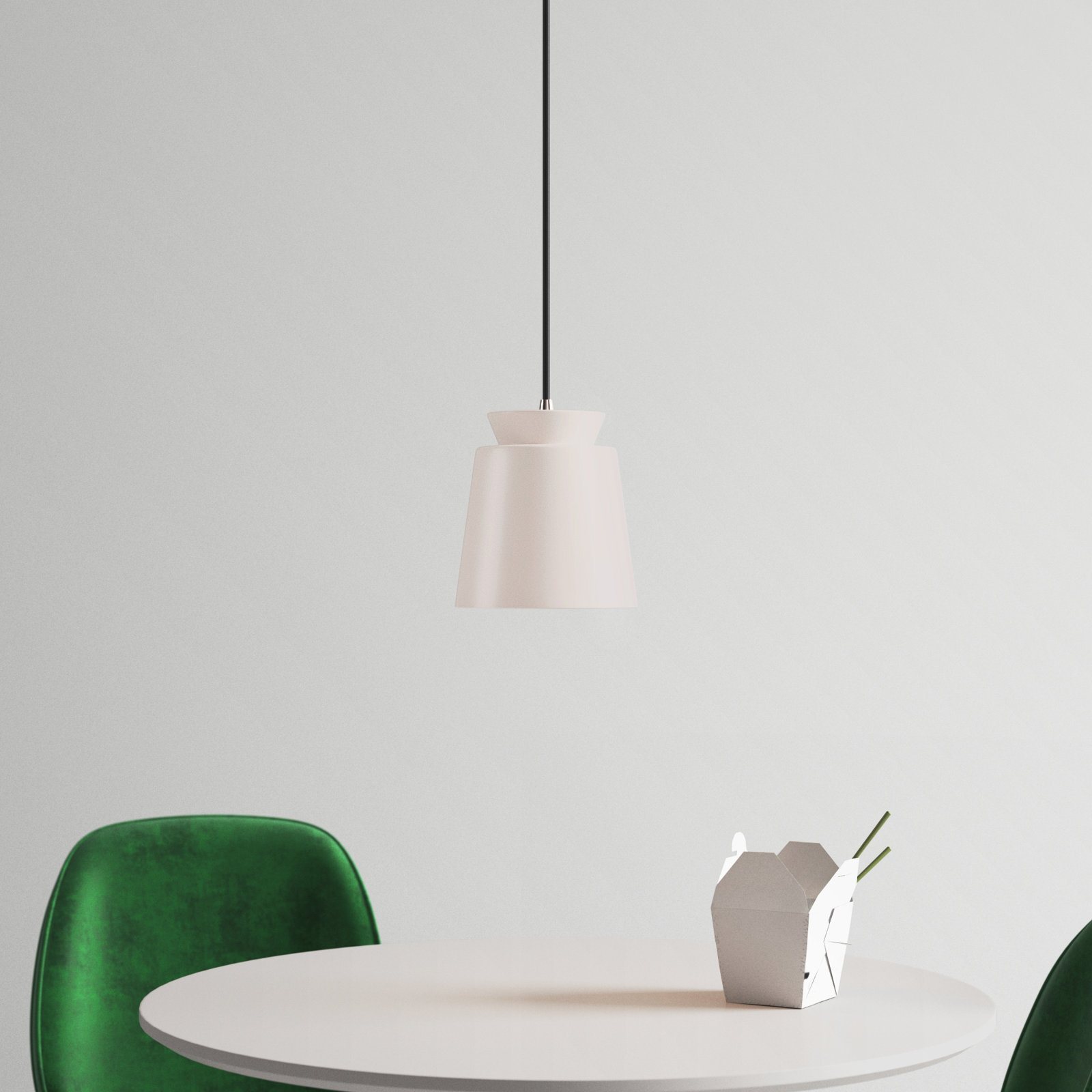 Logan 1 - Light Single Cone Pendant, Brushed Nickel, Matte White, LED (Integrated)
