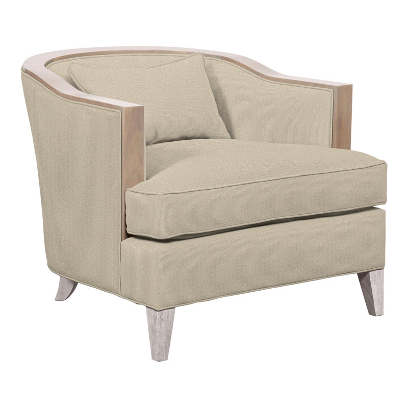 Thom Filicia Home Upholstered Barrel Chair, Dove Gray, Tuck Linen Polyester Blend