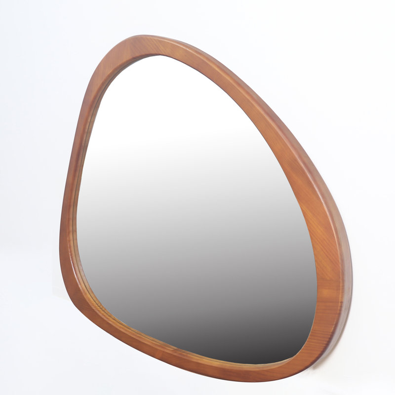 Miroir asymétrique 45 po avec cadre en bois massif et miroir