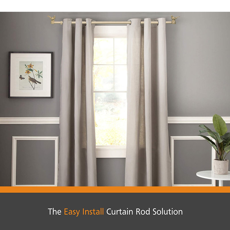 Country White Adjustable Metal Curtain Rod with Bird Finials