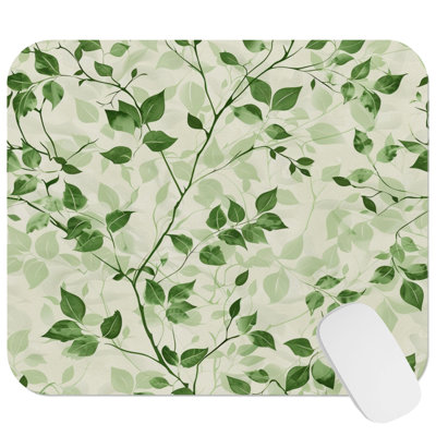 Botanical Green Botanical Plants VII Plant Leaves Cottage & Cottagecore Gaming Cute Office Laptop Desk Pad Gift Mat Square Rectangle Non-Slip Mousepad
