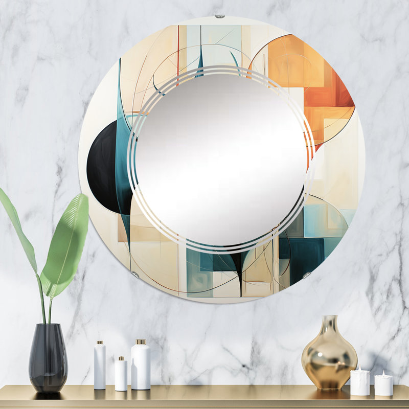 Carnduff - Miroir mural Mid-Century rond, 32 po x 32 po