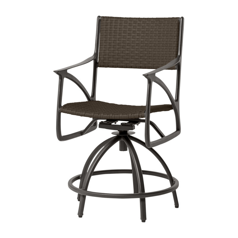 Amari Woven Swivel Rocking Balcony Stool, Mist, Carbon