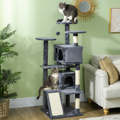 Arbre à chat 54 po avec poteaux à griffer, condos pour chat