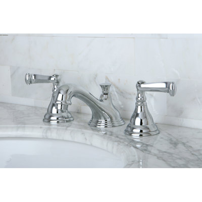 Robinet de salle de bain espacé à 2 poignées et 3 poignées à fixation sur le comptoir avec bonde escamotable en laiton Kingston