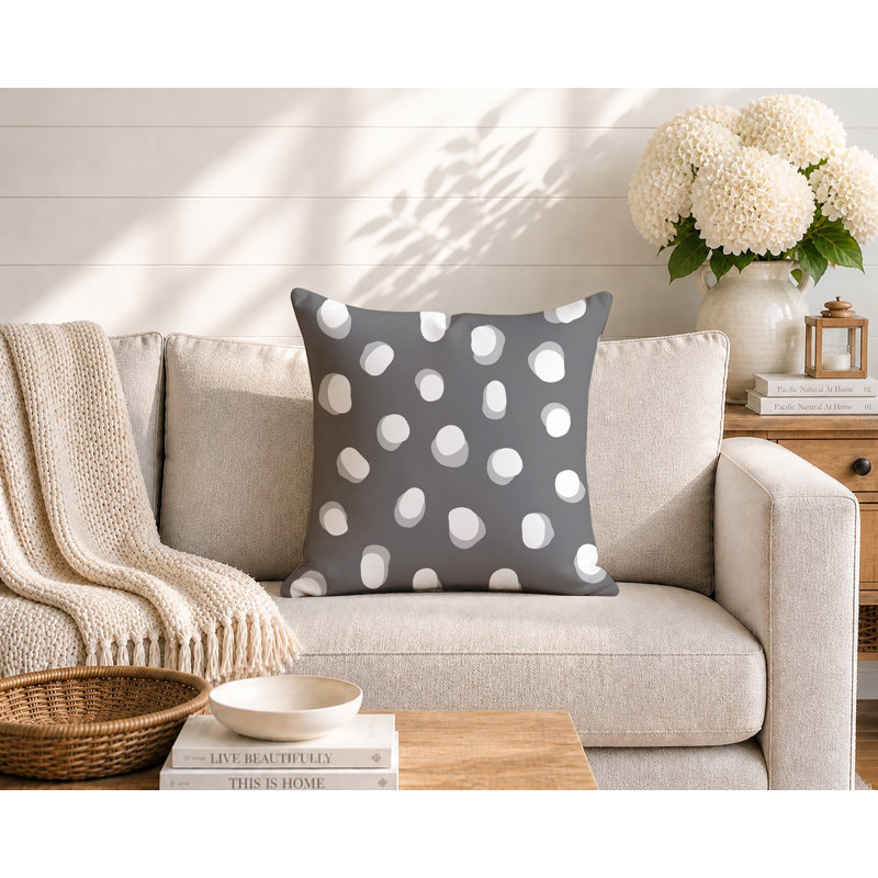 Oreiller réversible intérieur / extérieur Jayi Spots, 18 x 18, Gris