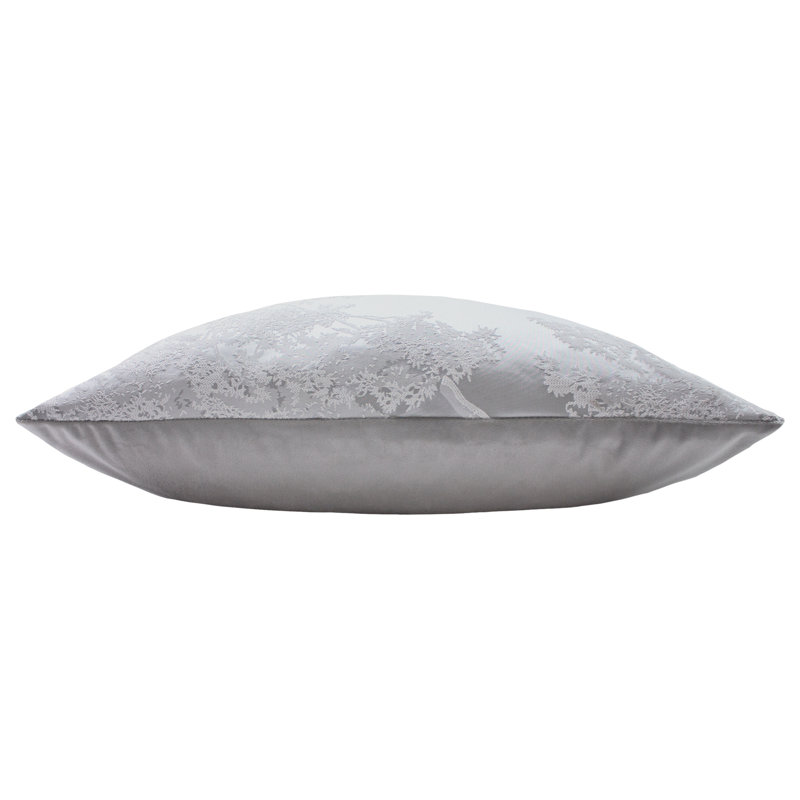 Japonica Floral Square Cushion, Silver, Feathers