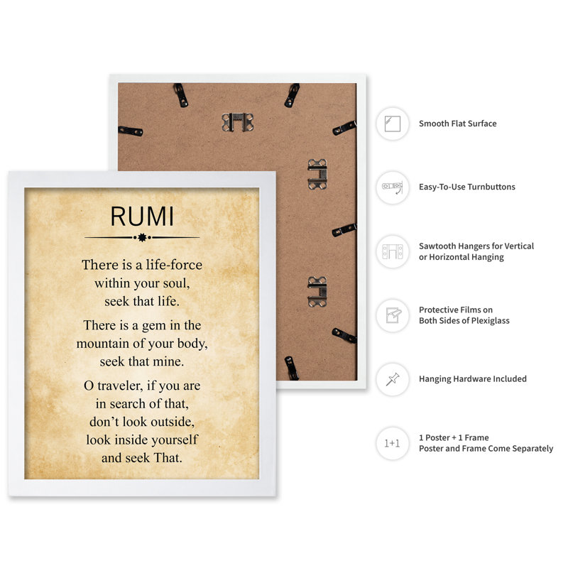 Rumi Poem, Poster, 18"H x 24"W, White Framed