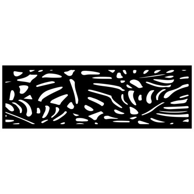 16"x48" Tropical Galvanized Steel Wall and Fence Extension Privacy Panel, Black by OUTDECO