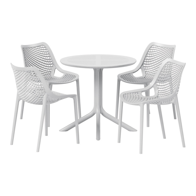 Ensemble repas extérieur pour 4 personnes, Gris