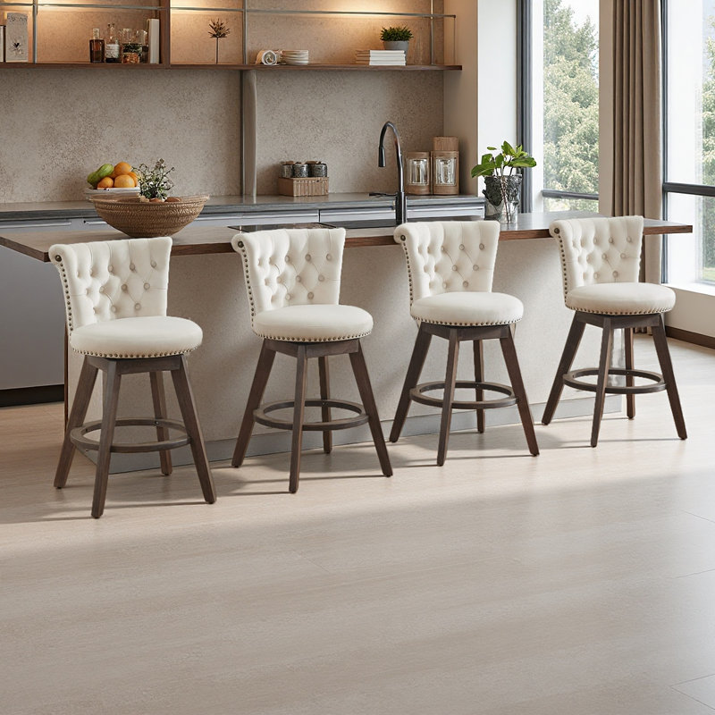 Ensemble de 4 tabourets de bar 26 po Beige, 4