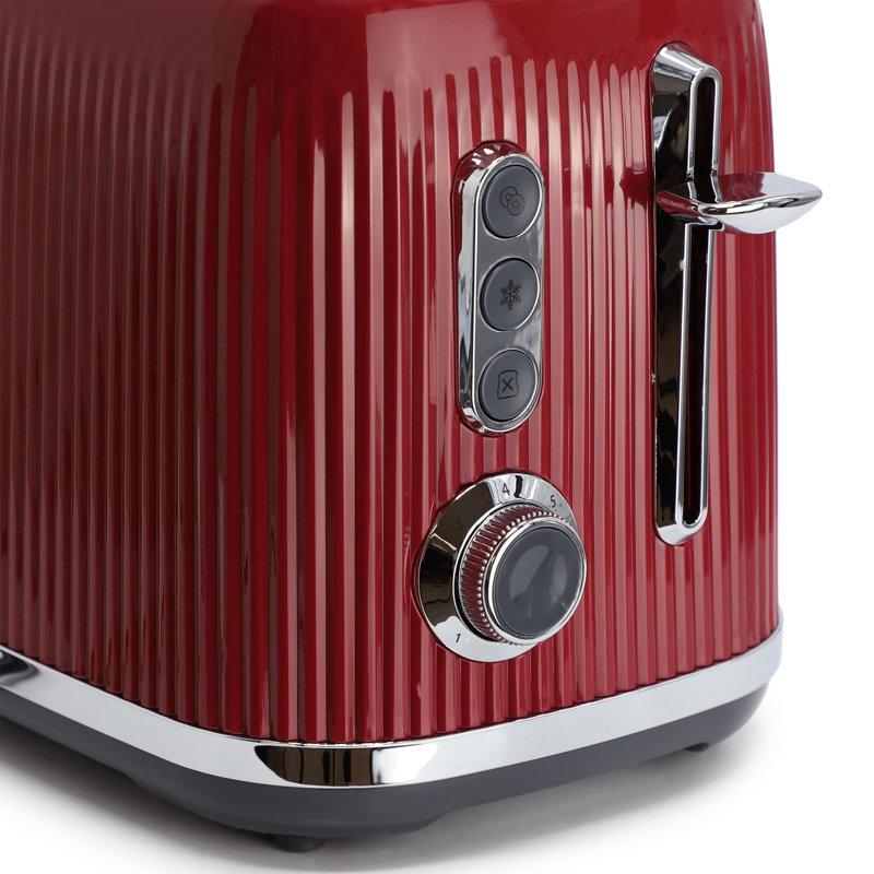 Retro 2 Slice Toaster with Extra Wide Slots in Red, Red