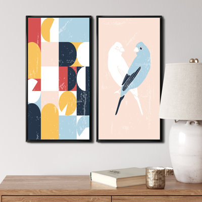 «Retro Retro Birds I», ensemble de 2 impressions