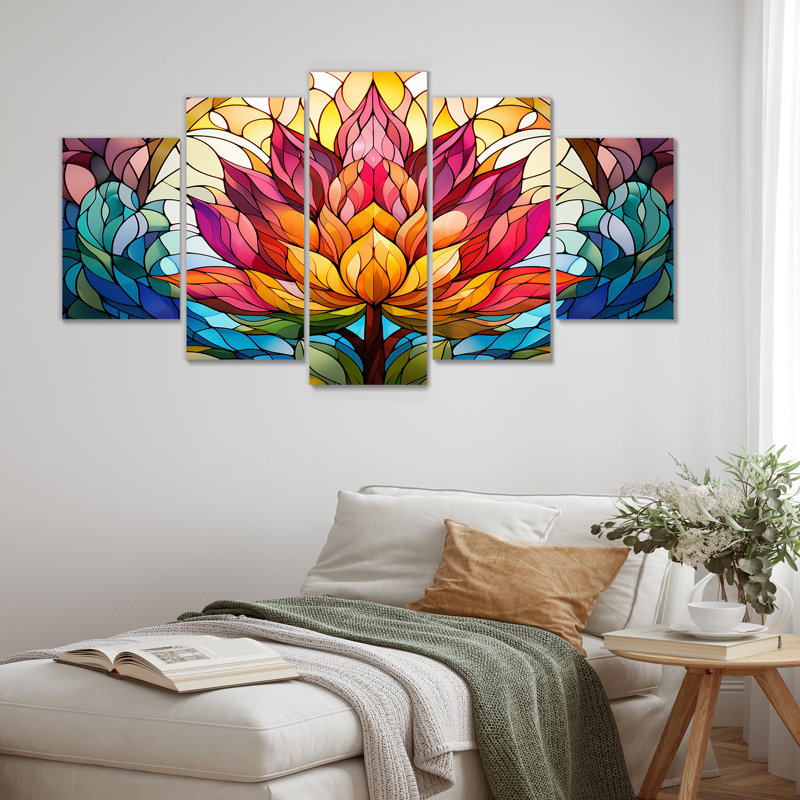 Tarcia - lotus, art mural 5 pièces