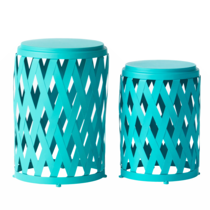 Jaloni Round Outdoor Side Table, Teal