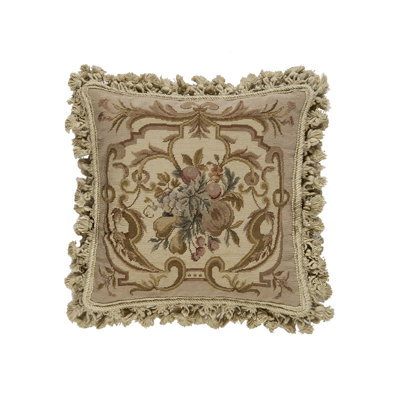 Needlepoint Wool Square Pillow Cover & Insert