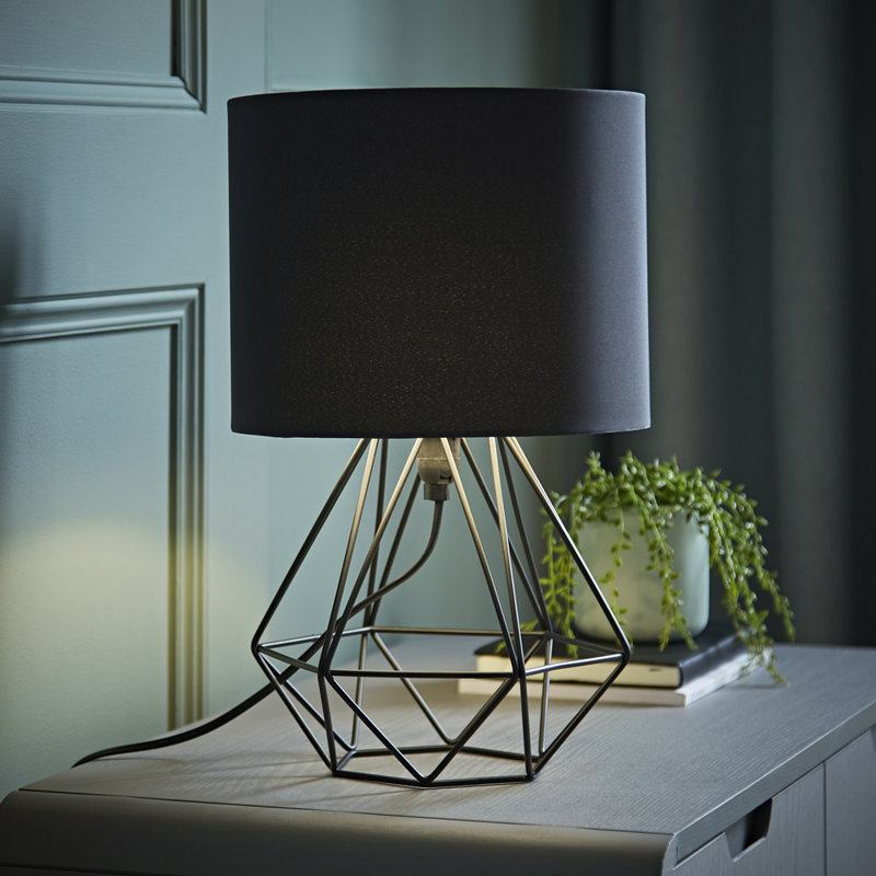 Bartelt Metal Table Lamp, Black Base/Black Shade, G, Yes